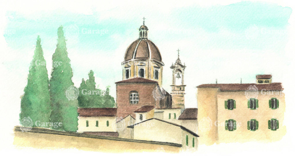 Edifícios, ao fundo a Igreja de San Frediano in Cestello - Florença Itália Edifícios, ao fundo a Igreja de San Frediano in Cestello - Florença Itália